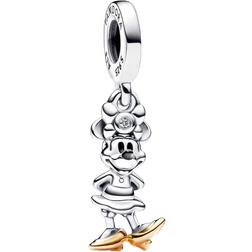 Pandora Disney 100th Anniversary Minnie Mouse Lab Grown Dangle Charm - Silver/Gold/Diamond