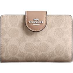 Coach Medium Corner Zip Wallet - Signature Canvas/Silver/Sand/Taupe