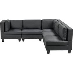 Beliani Modern Modular 5 Seater Upholstered Faux Leather Black Sofa 228cm 5 Seater