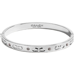 Coach Outlet Signature Hinged Bangle - Silver/Transparent