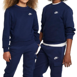 Nike Big Kid's Sportswear Club Fleece Sweatshirt - Midnight Navy/White (FD3006-410)