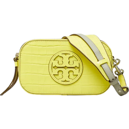 Tory Burch Mini Miller Croc Embossed Crossbody Bag - Lemon Chiffon