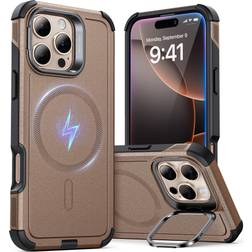 ESR for iPhone 16 Pro Case with Stand, 23FT Military-Grade Drop Protection, Heavy Duty Magnetic Phone Case, Compatible with MagSafe Accessories, Cyber Series, Rose Gold