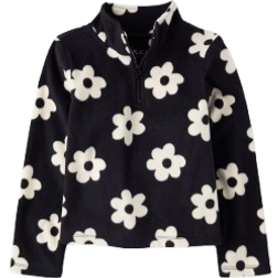 The Children's Place Girl's Print Microfleece Half Zip Pullover - Black