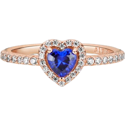 Pandora Sparkling Elevated Heart Ring - Rose/Blue/Transparent