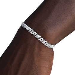 GLD Micro Prong Cuban Bracelet 6mm 14k - White Gold/Diamonds