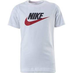 Nike Older Kid's Sportswear Cotton T-shirt - White/Obsidian/University Red (AR5252-107)