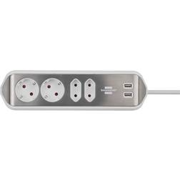 Brennenstuhl 1153590420 Worktop socket 1-piece Silver, White PG connector 1 pc(s)