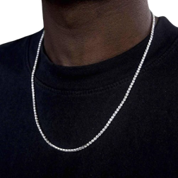 GLD Micro Tennis Necklace - White Gold/ Transparent