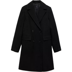 Mango Double-Breasted Wool Coat - Black