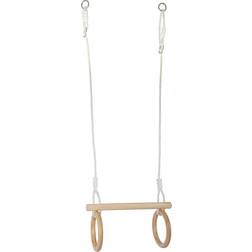 Small Foot Wooden Trapeze with Gymnastic Rings