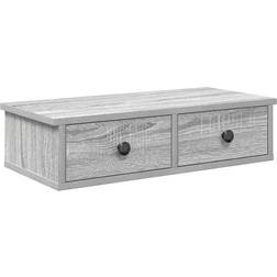 vidaXL With Drawers Grey Sonoma Oak Wall Shelf 65cm