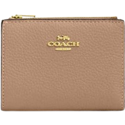 Coach Bifold Wallet - Pebbled Leather/Gold/Taupe