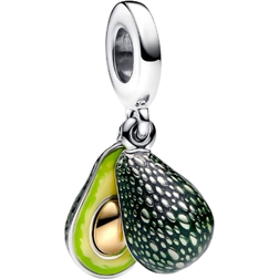 Pandora Avocado Double Dangle Charm - Silver/Gold/Green