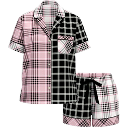 Victoria's Secret Flannel Short Pajama Set - Pink/Black Plaid