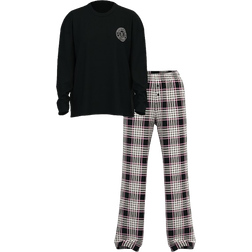 Victoria's Secret Flannel Long Sleeve Tee Jama Set - Black/Pink Plaid