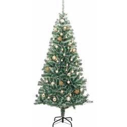 vidaXL LEDs&Balls&Snow Green/White/Rose Gold Julgran 240cm