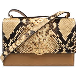 Tory Burch Miller Snakeskin Print Colorblock Shoulder Bag - Beige