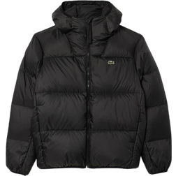 Lacoste Short Water Repellent Hooded Puffer Jacket - Black