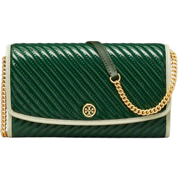 Tory Burch Robinson Patent Quilted Chain Wallet - Pine Tree