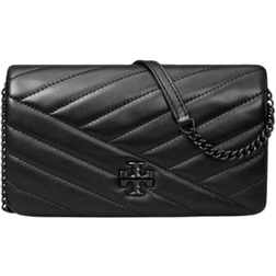 Tory Burch Kira Chevron Powder Coated Chain Wallet - Black