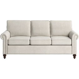 Lark Manor Anylia Beige Linen Blend Sofa 78" 3 Seater
