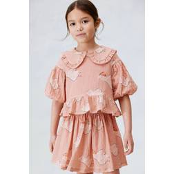 H&M Puff-sleeve Seersucker Blouse - Orange