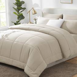 CozyLux California King Size Comforter Set 7 Pieces Bed Linen Beige (274.3x259.1cm)