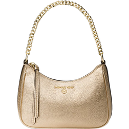 Michael Kors Jet Set Charm Small Metallic Pebbled Leather Pochette - Pale Gold