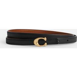 Coach Sculpted Signature Buckle Reversible Belt - Brass/Black Burnished Amber