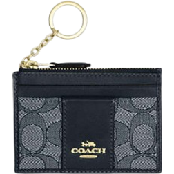 Coach Mini Id Skinny In Signature Jacquard - Gold/Navy/Midnight Navy