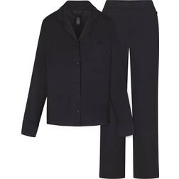 SKIMS Sleep Long Sleeve Button Up Set - Onyx