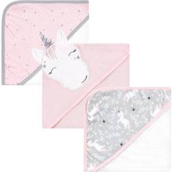 Hudson Baby Cotton Rich Hooded Towels Pink Unicorn