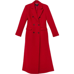 Karen Millen Italian Wool Double Breasted Tailored Maxi Coat - Red