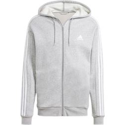 adidas Men's Sportswear Essentials Fleece 3 Stripes Full Zip Hoodie - Medium Grey Heather