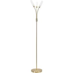 ValueLights 3 Way Curved Arm Brushed Gold Floor Lamp 158.5cm