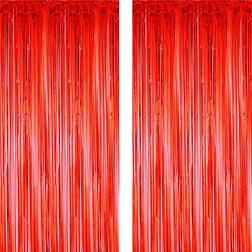 Shein Metallic Foil Tassel Photo Booth Backdrop Curtain 2pcs Set