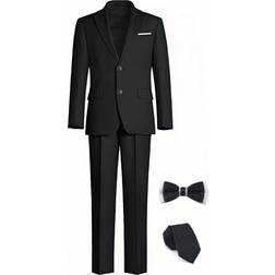 Shein Classic Boys Suit 4 Piece - Black
