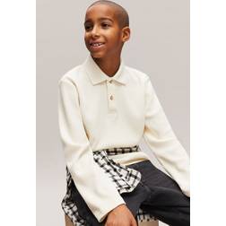 H&M Waffled Jersey Polo Shirt - Beige