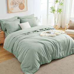 CozyLux Queen Comforter Set 7 Pieces Sage Bed Linen Green (259.1x228.6cm)