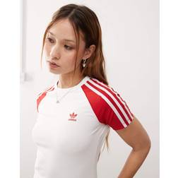 adidas Adicolor 3 Stripes Raglan Slim Tee - White