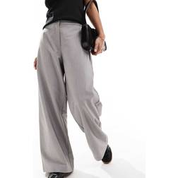 ASOS Petite Tailored Wide Leg Dad Trousers - Grey