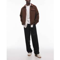 Topman Smart Wide Leg Pleated Trousers - Black