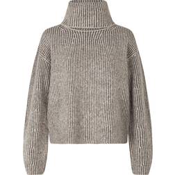 mbyM Kemina Turtleneck Sweater - Taupe Oat Stripe