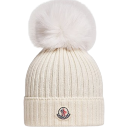 Moncler Girl's Wool Beanie With Pompom - Snow White