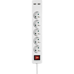 Nedis EXSO515UFSWT 5-way 1.5m 2usb