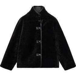 Mango Mozart Short Fur Effect Coat - Black