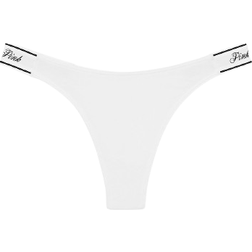 PINK Logo Cotton Shine High-Leg Thong Panty - Optic White