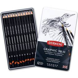 Derwent Graphic 9B-H Graphite Drawing Pencils 12pcs