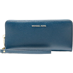 Michael Kors Jet Set Travel Large Pebbled Leather Continental Wallet - Dk Chambray